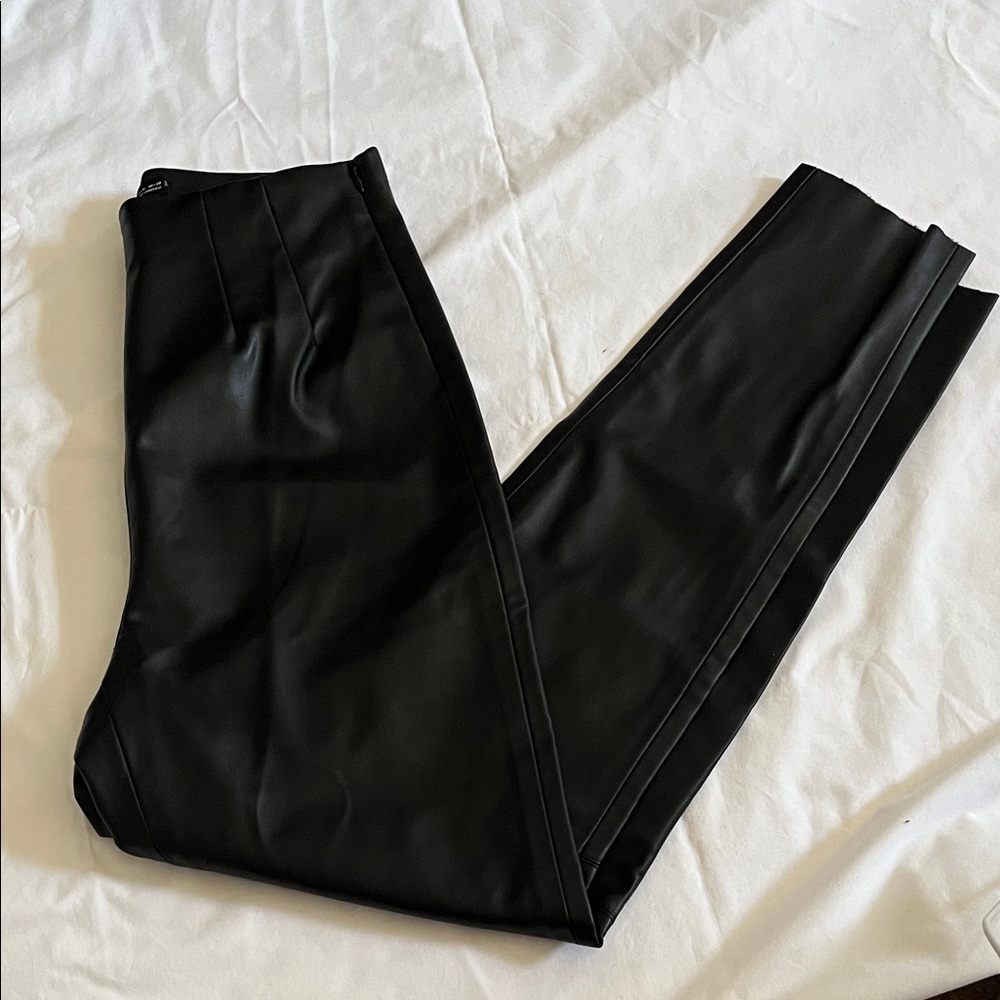 Zara Black Leather-Style Trousers